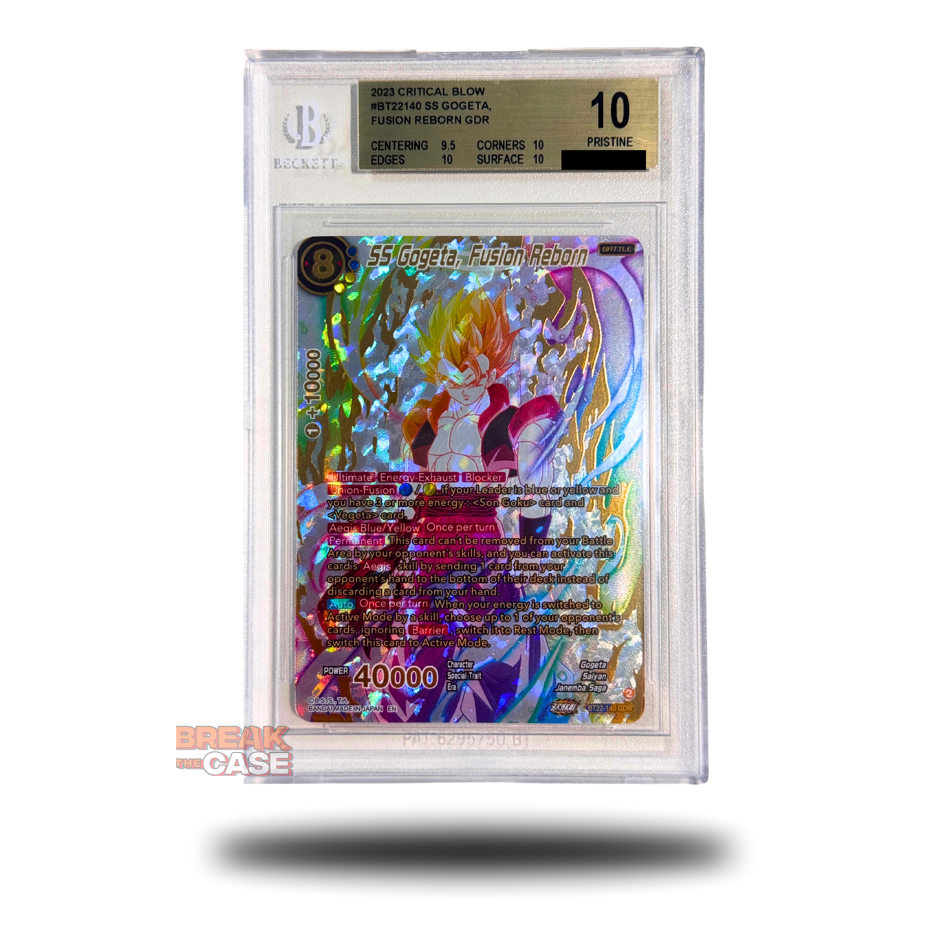 SS Gogeta, Fusion Reborn - God Rare - BT22-140 - BGS 10 Pristine - Dragon Ball Super Card Game Masters - Critical Blow B22 - Englisch