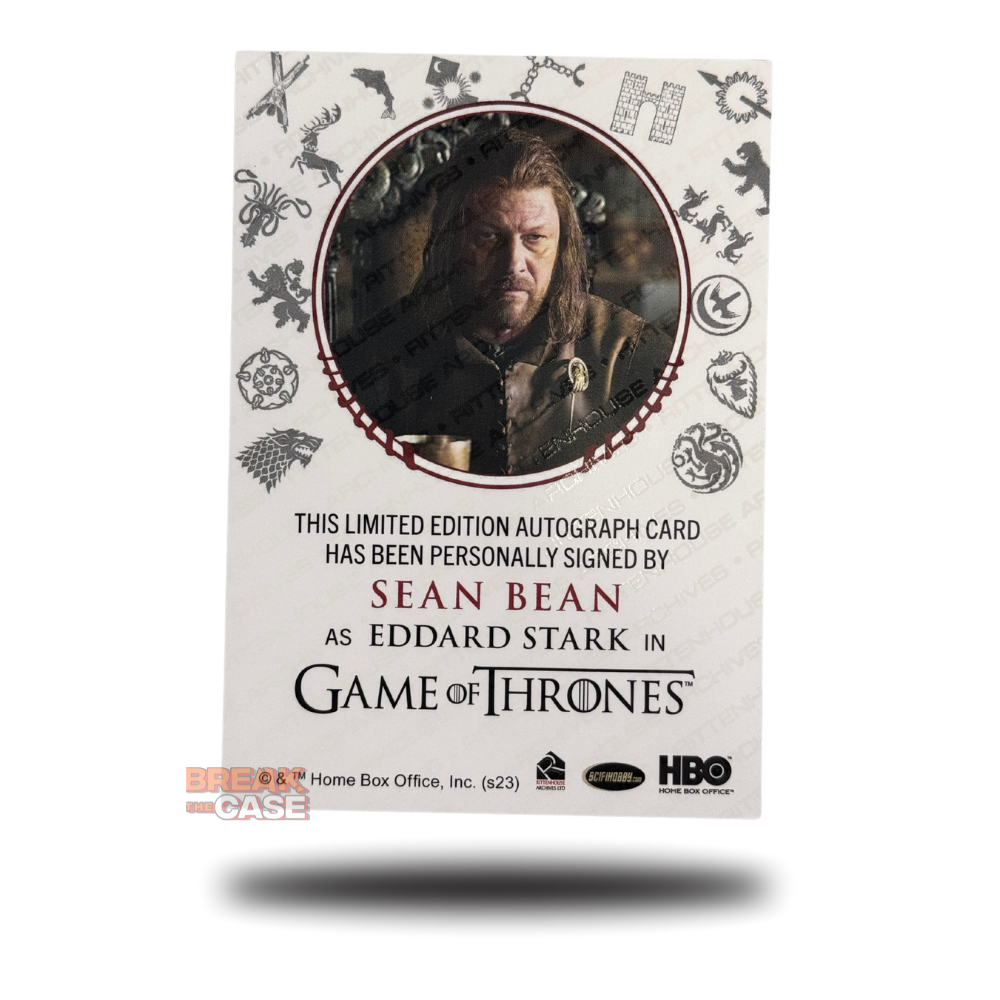 GoT: Legends of the Realm - Sean Bean / Eddard ''Ned'' Stark - Sigil Auto/Signatur