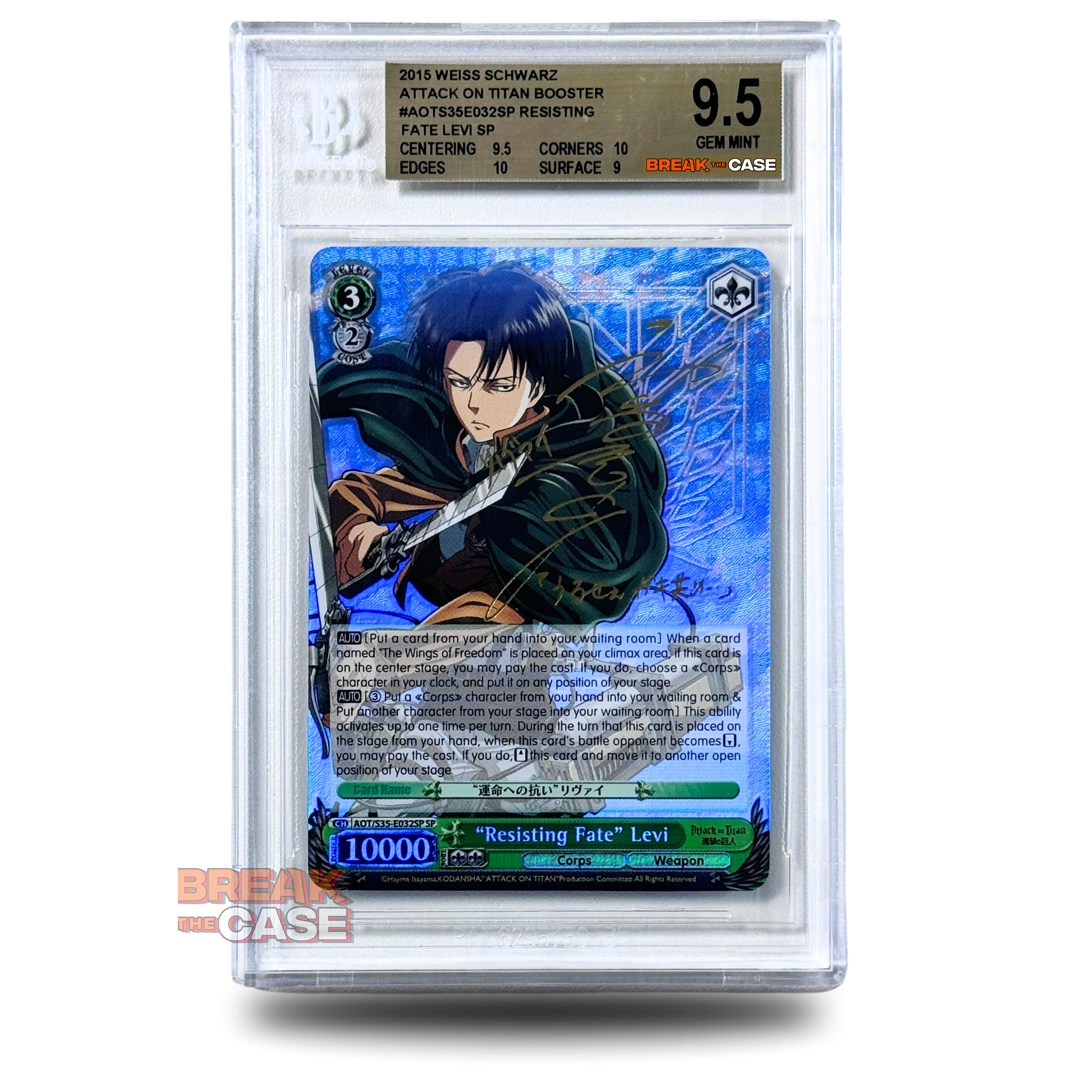 Resisting Fate Levi Ackermann - Signatur SP - BGS 9.5 GEM Mint - Attack on Titan - Weiss Schwarz - Englisch