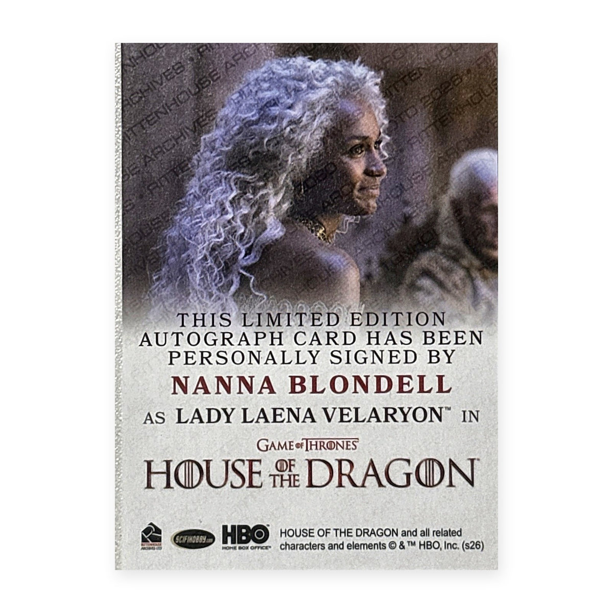 Nanna Blondell Lady Laena Velaryon Autograph HotD Series 2 Rückseite