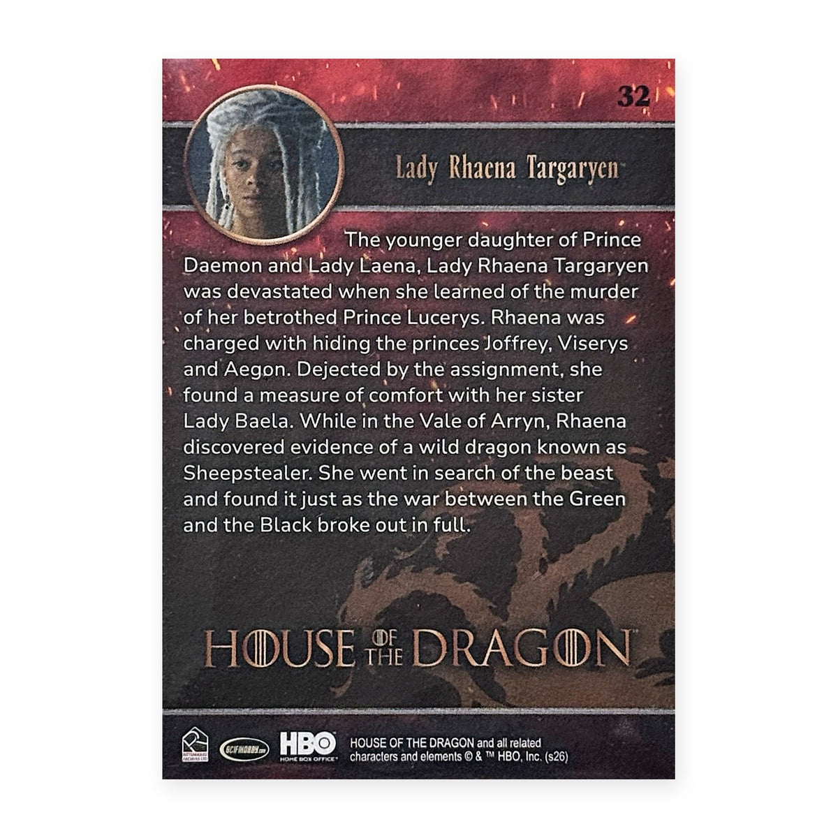 Lady Rhaena Targaryen 32 HotD Series 2 Rückseite
