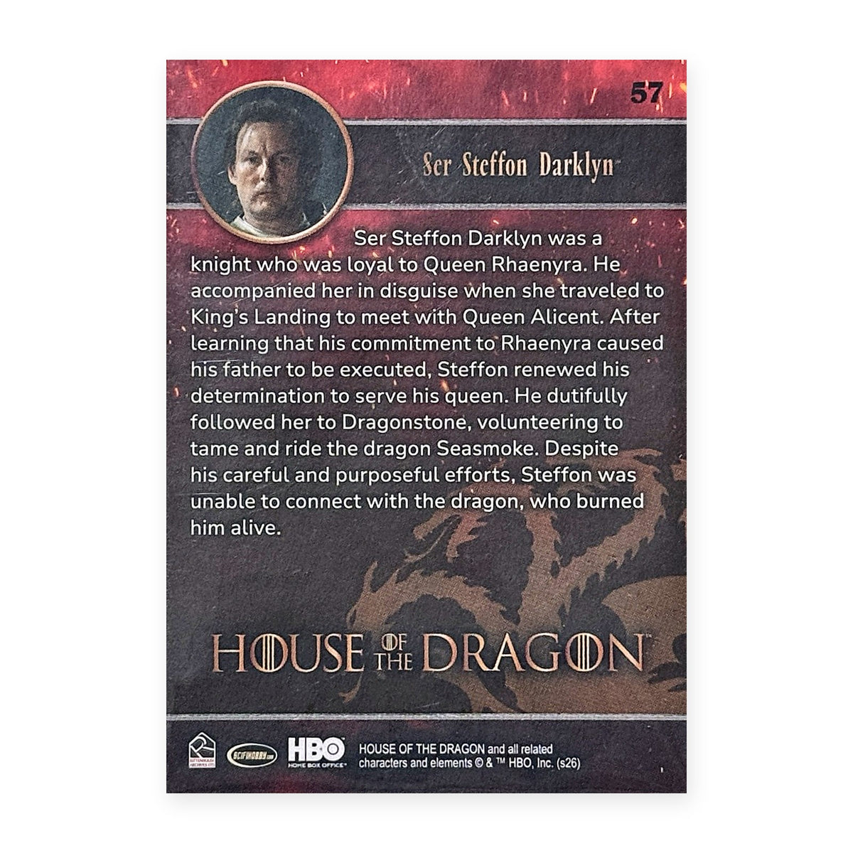 Ser Steffon Darklyn 57 HotD Series 2 Rückseite