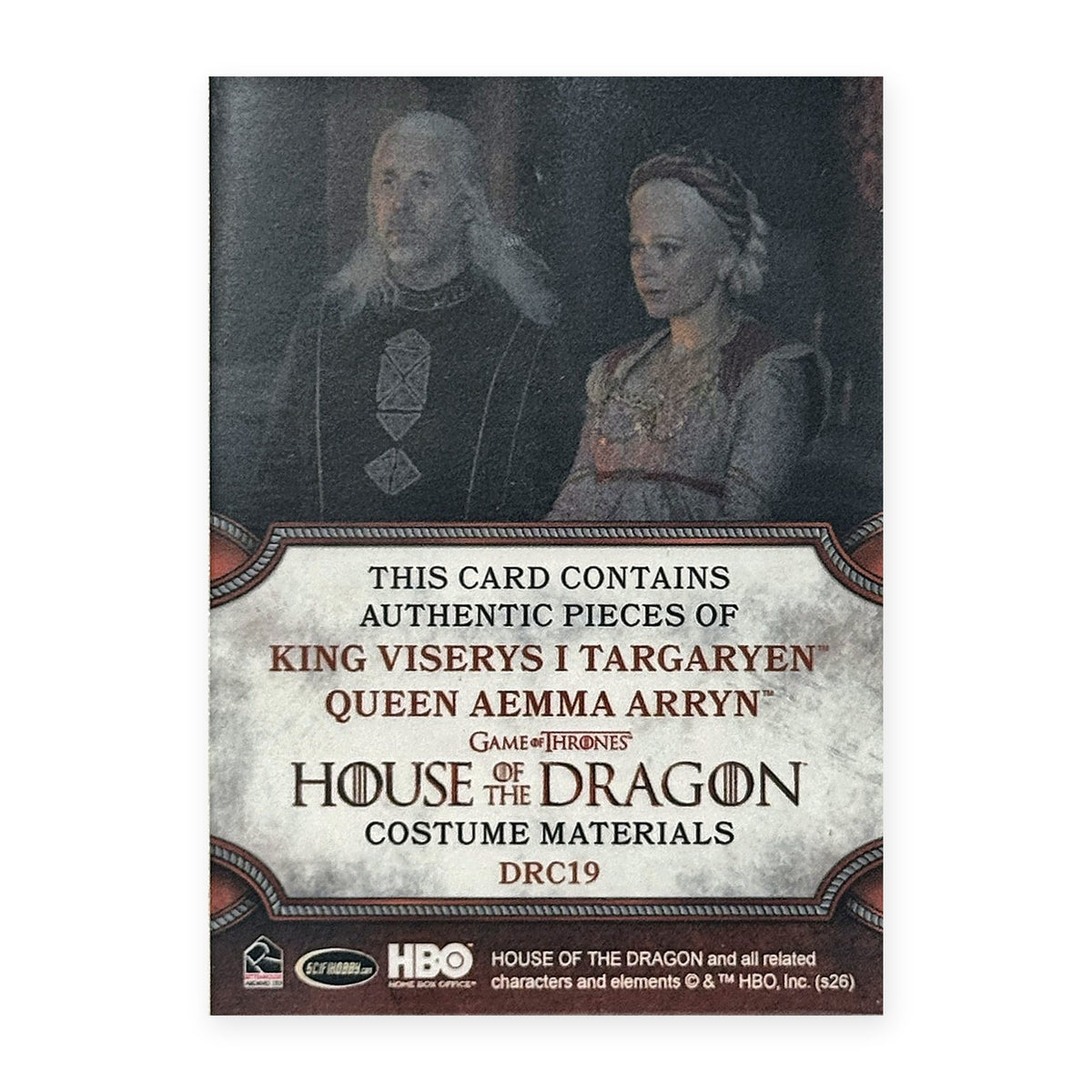 King Viserys I Targaryen & Queen Aemma Arryn DRC19 HotD Series 2 Rückseite
