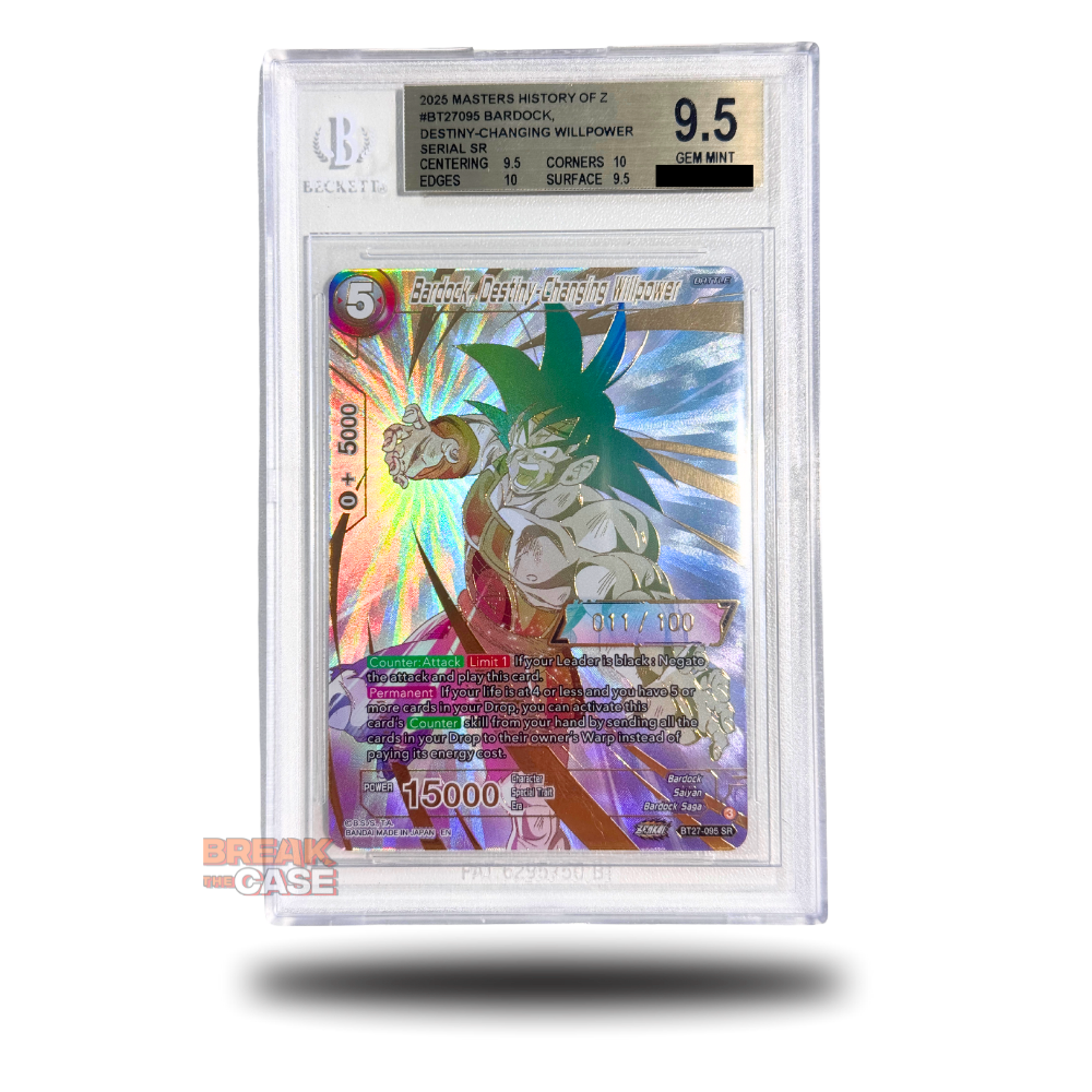 Bardock, Destiny Changing Willpower - Serial / Numbered 11/100 - BGS 9.5 GEM MINT - Dragon Ball Super Card Game Masters - History of Z B27 - Englisch