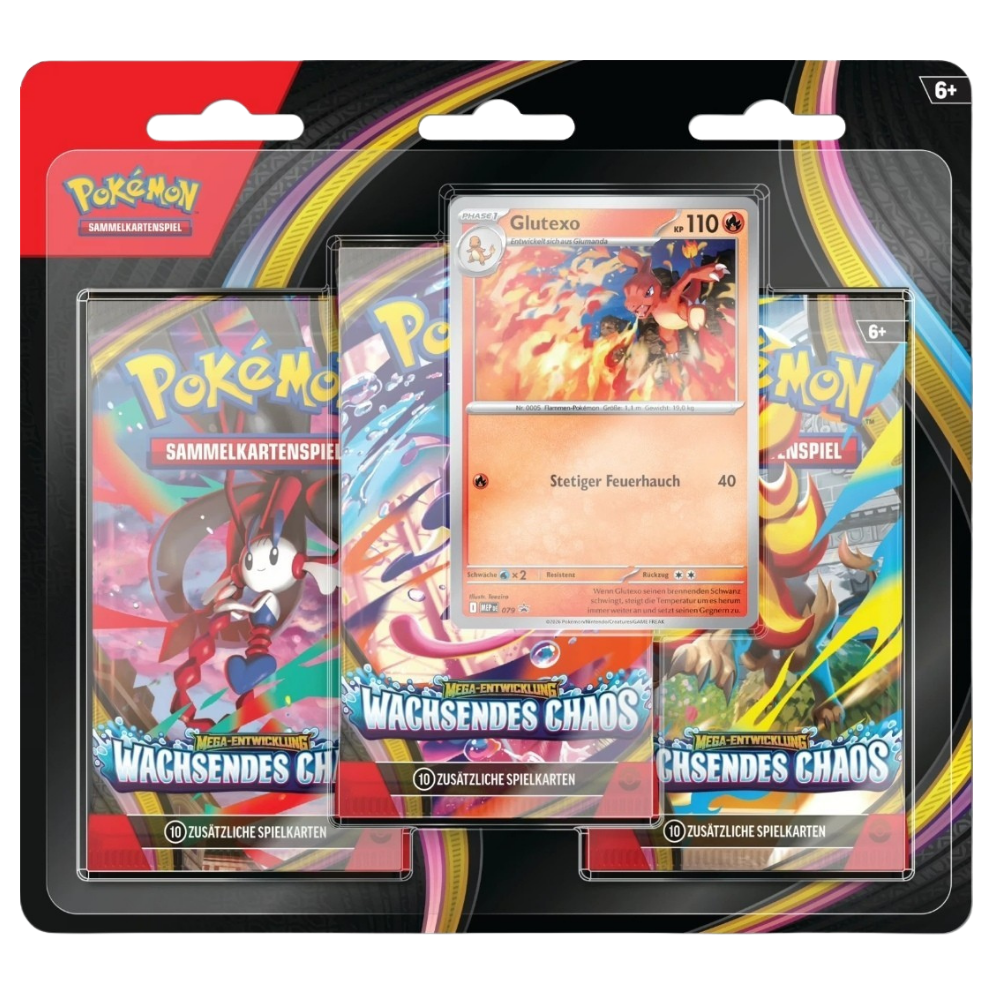 Pokemon - Wachsendes Chaos - Mega Evolution - ME04 – Glutexo 3-Pack Blister – Deutsch