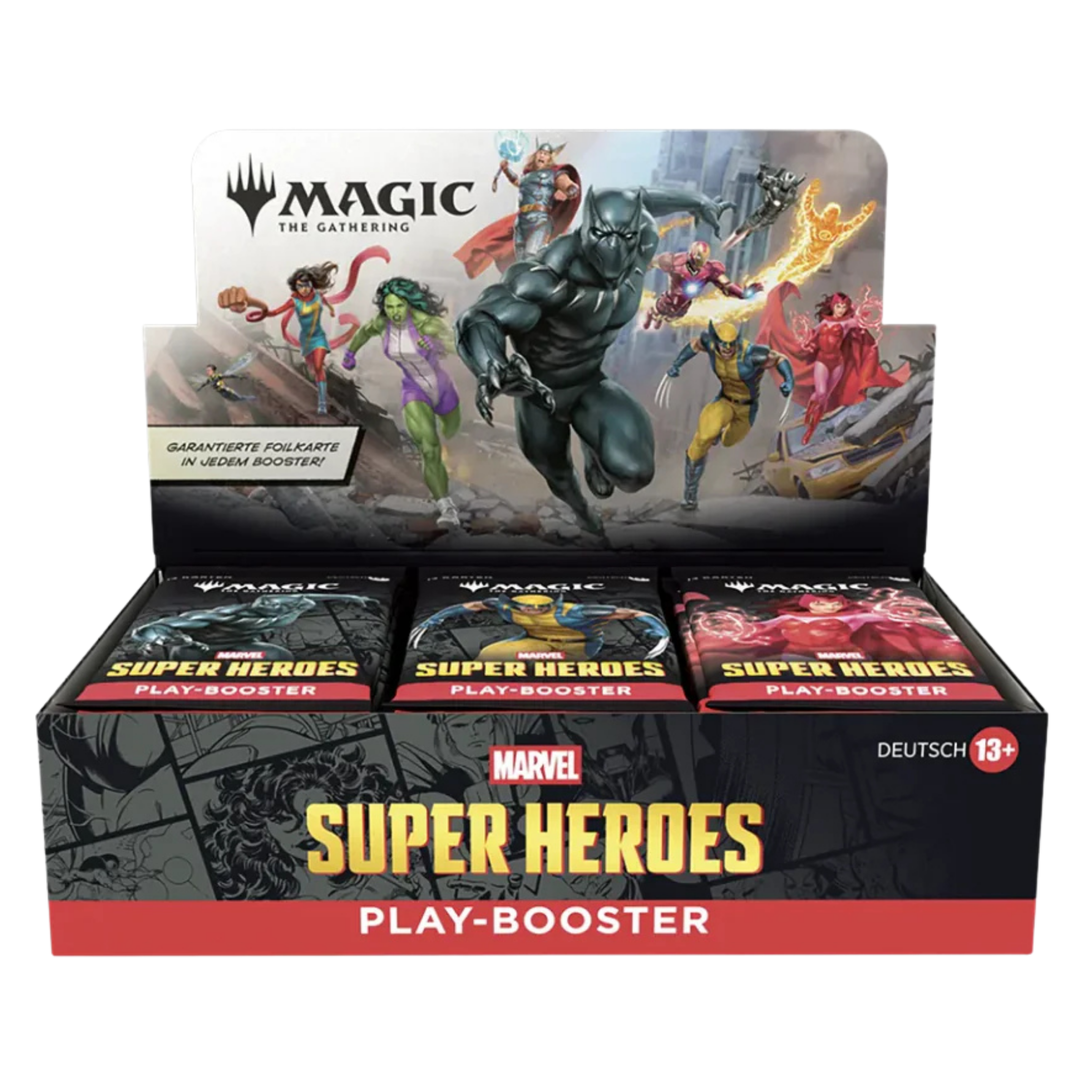 Magic: The Gathering - MTG - Marvel Super Heroes - Play Booster Display (30 Boosters) - Deutsch