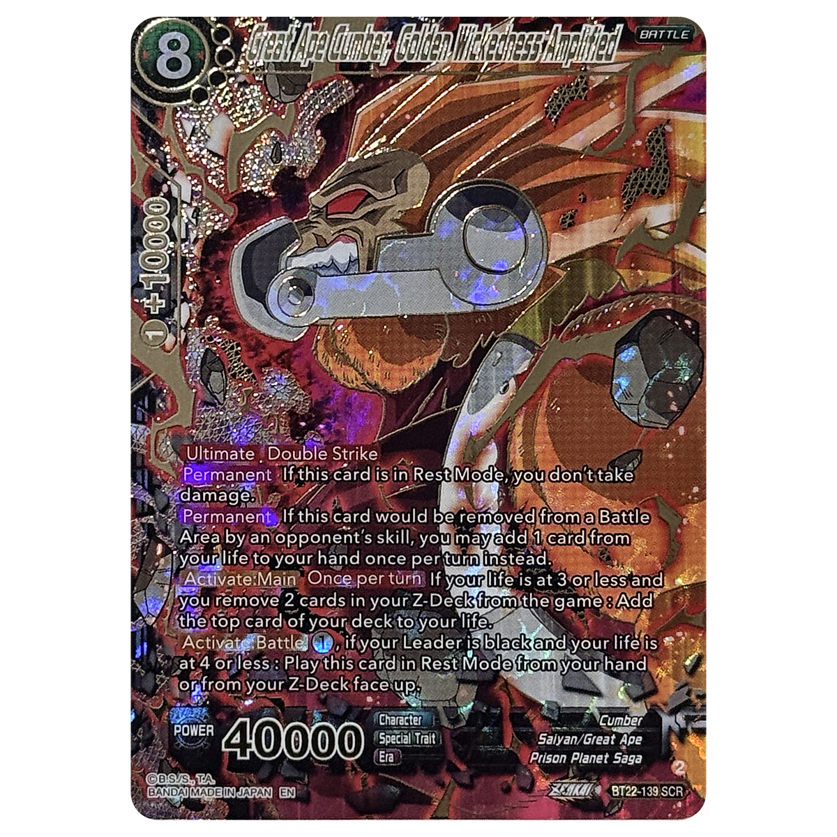Great Ape Cumber BT22-139 SCR Critical Blow Masters Einzelkarte