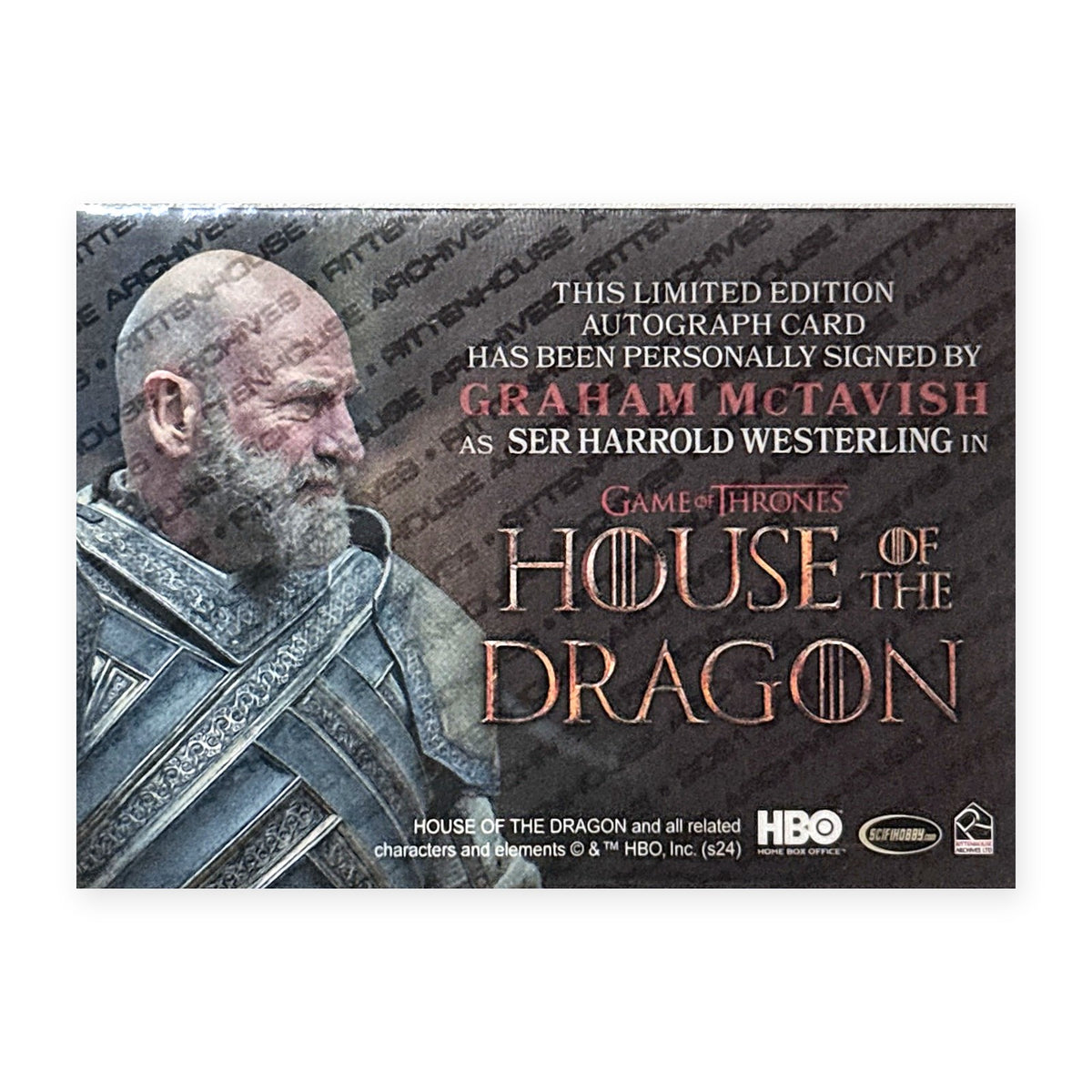 Graham McTavish Ser Harrold Westerling Autograph HotD Series 2 Rückseite