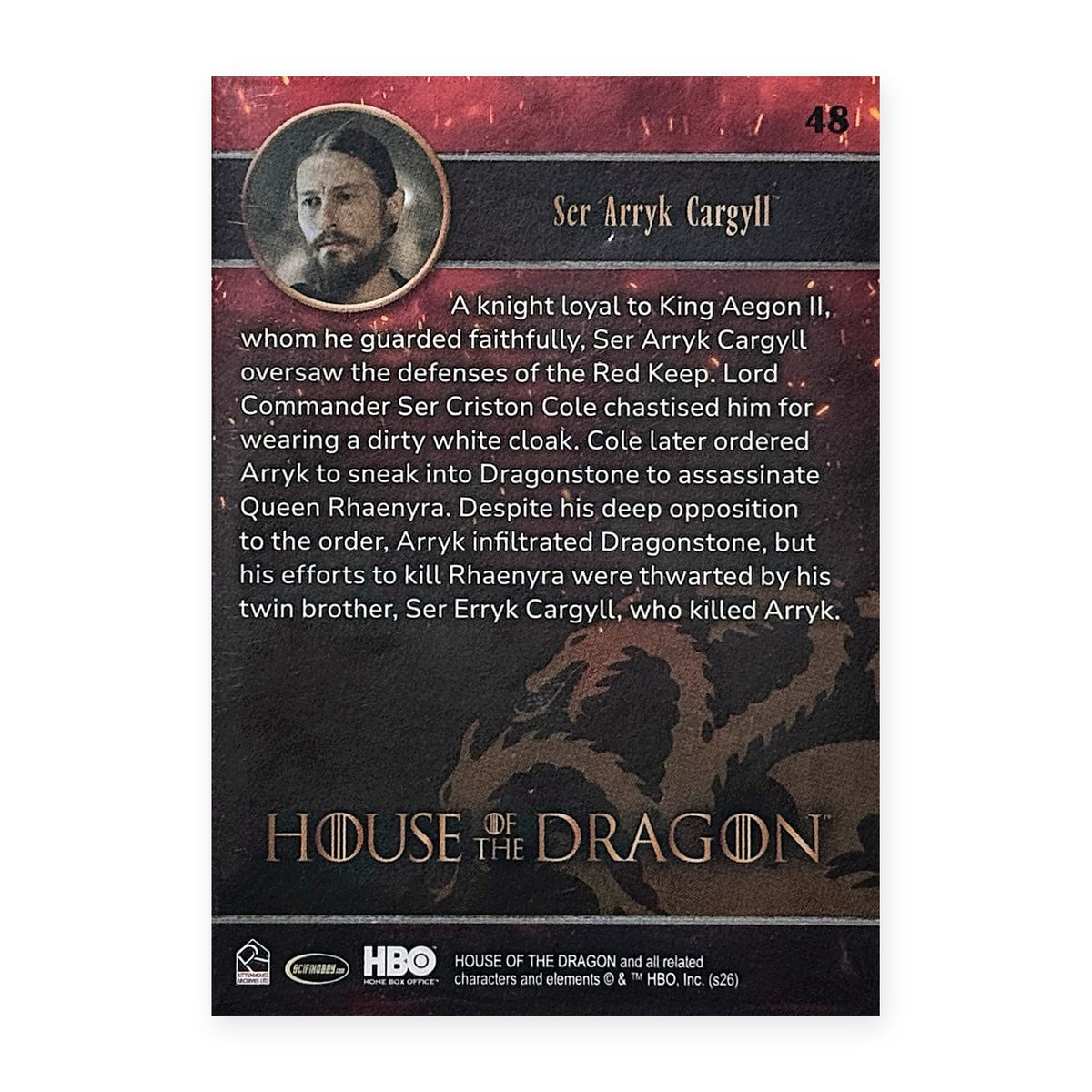Ser Arryk Cargyll 48 HotD Series 2 Rückseite