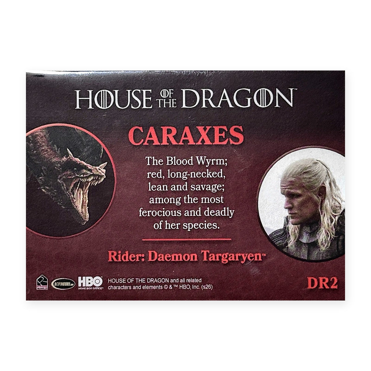 Caraxes & Prince Daemon Targaryen DR2 HotD Series 2 Rückseite
