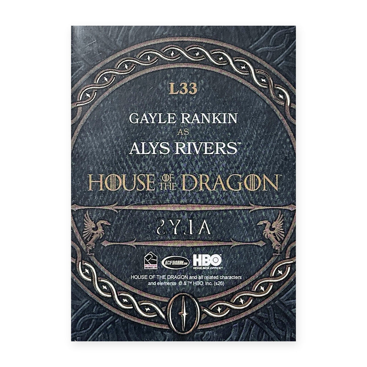 Gayle Rankin Alys Rivers L33 HotD Series 2 Rückseite
